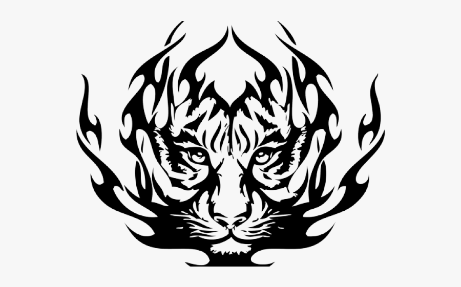 Rose Tattoo Clipart Head - Tribal Tiger Face Tattoo, Transparent Clipart