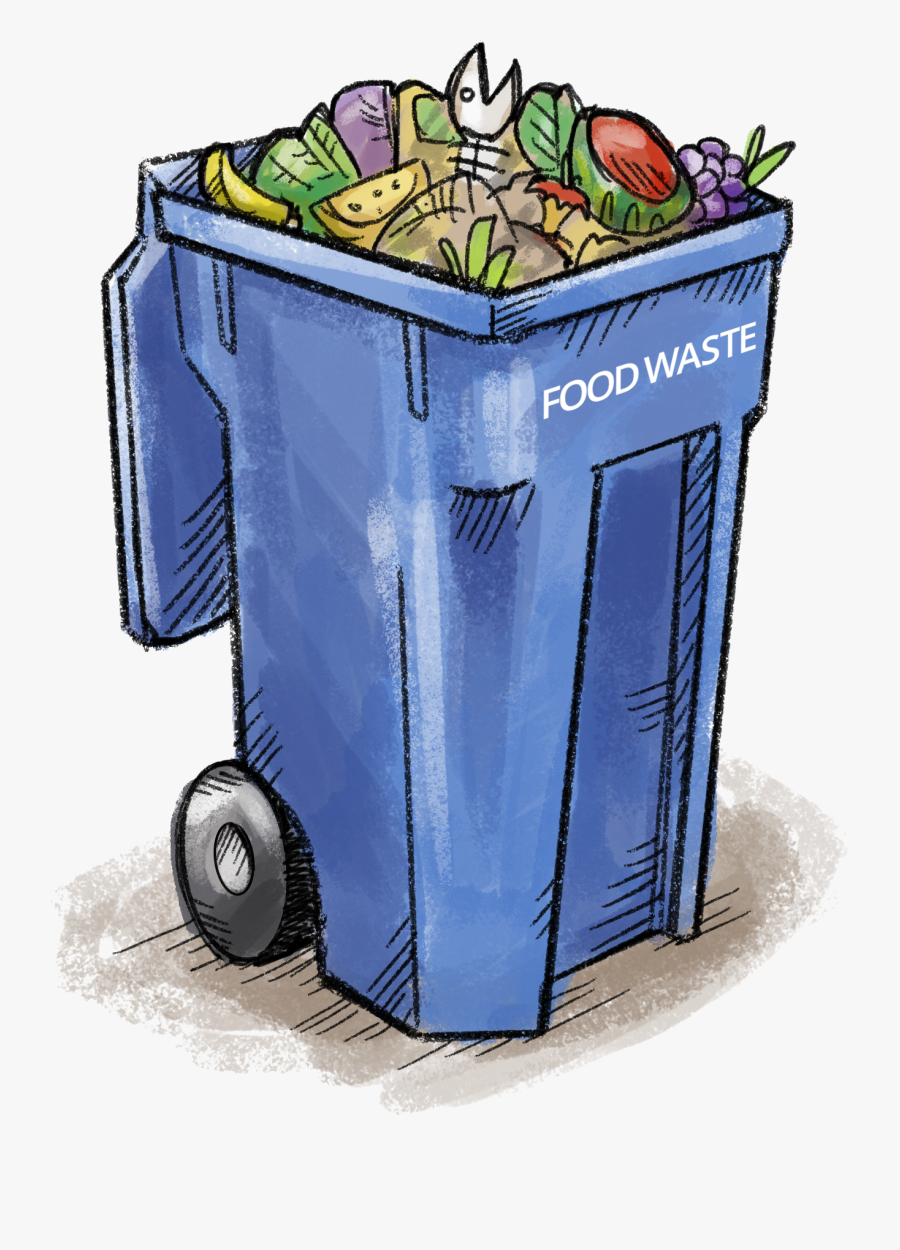Food Waste Bin - Garbage Bin Full Of Plastic Cartoon Png , Free