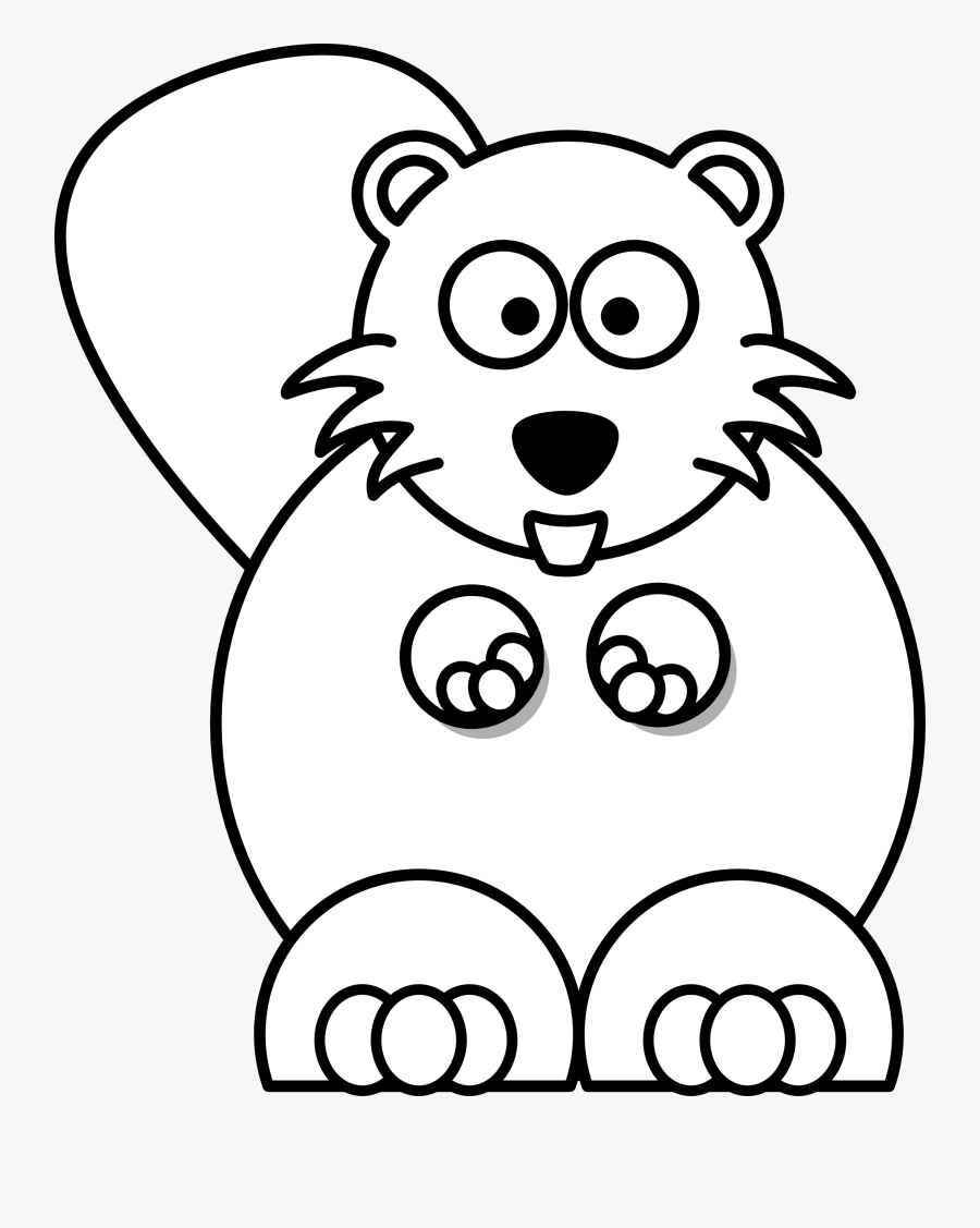 Beaver Black White Line 555px - Cute Polar Bear Drawing Easy Step By Step, Transparent Clipart