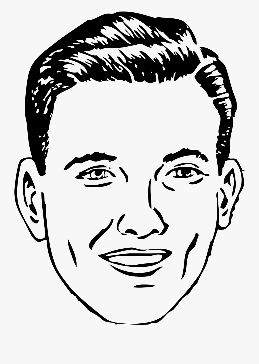 Man Face Clipart Black And White , Png Download - Man Face Coloring Pages, Transparent Clipart
