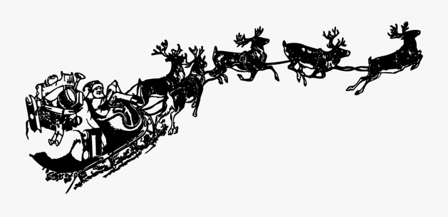 Santa Claus Reindeer Portable Network Graphics Sled - Santa Sleigh Transparent Background, Transparent Clipart