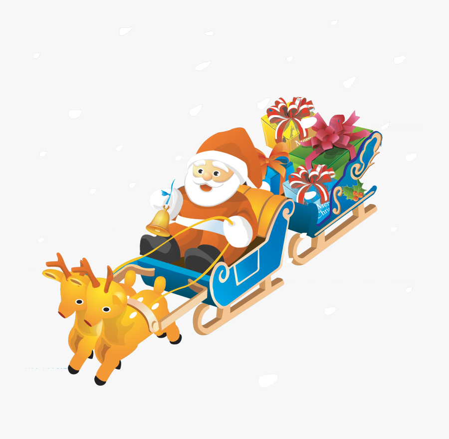 Santa Sleigh Png - Diy Xmas Wall Decorations, Transparent Clipart