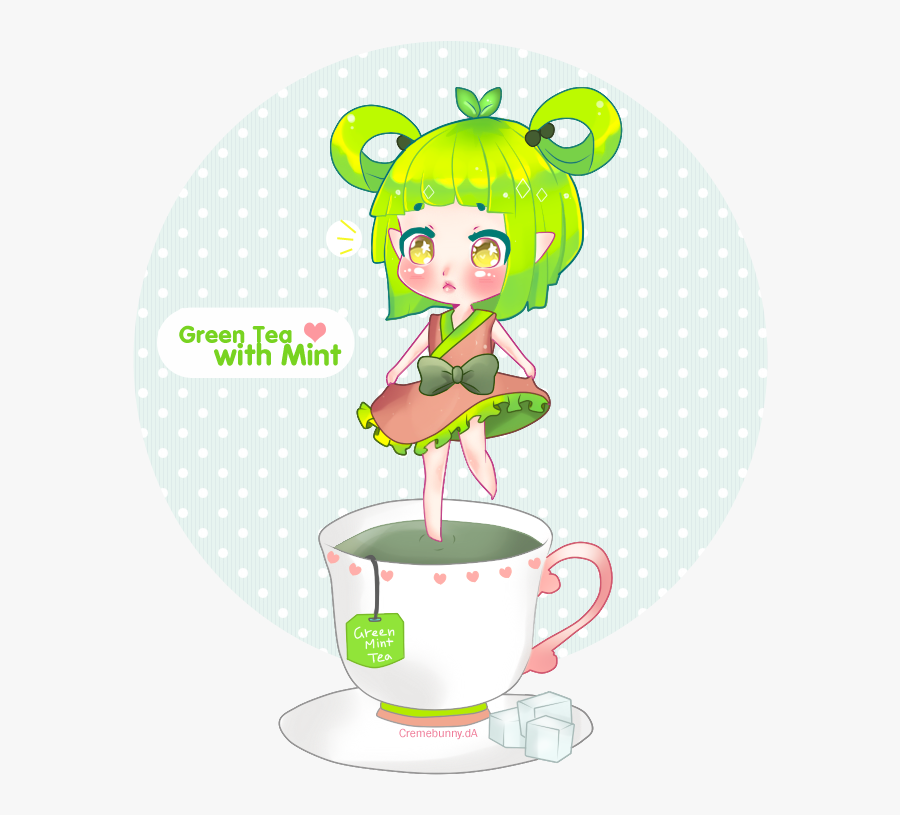 Chibi Green Tea With Mint By Cremebunny - Green Tea Chibi, Transparent Clipart