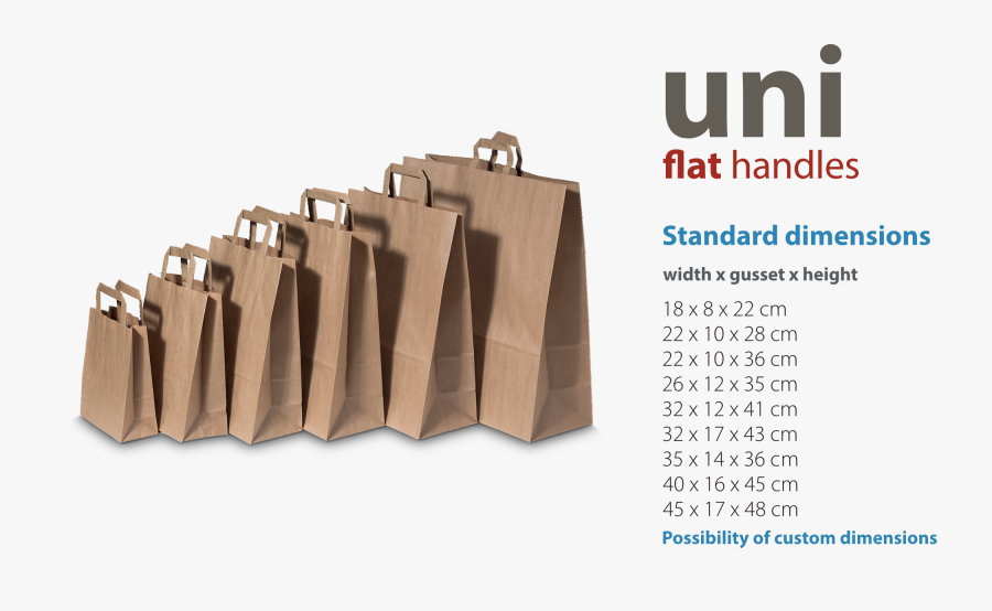 Paper Bags With Flat Handles - Standard Paper Bag Dimensions, Transparent Clipart