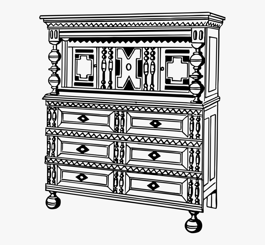 Chest Of Drawers,rectangle,filing Cabinet - Free Furniture Clip Art Black And White, Transparent Clipart