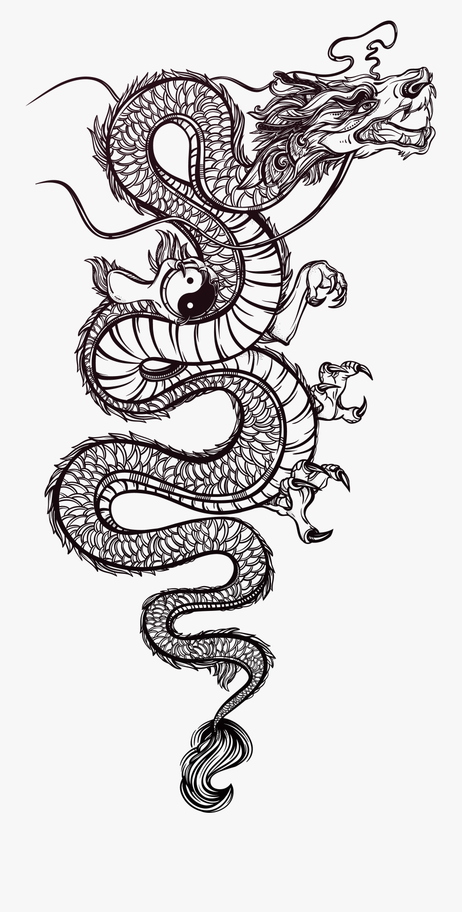 Transparent Spray Paint Clipart - Chinese Dragon Tattoo Drawing, Transparent Clipart