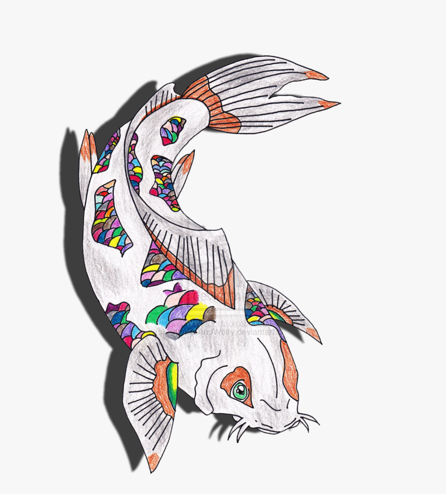 Rainbow Koi Fish Drawing By Kittykatandwolfy - Art Cool Fish Drawing, Transparent Clipart