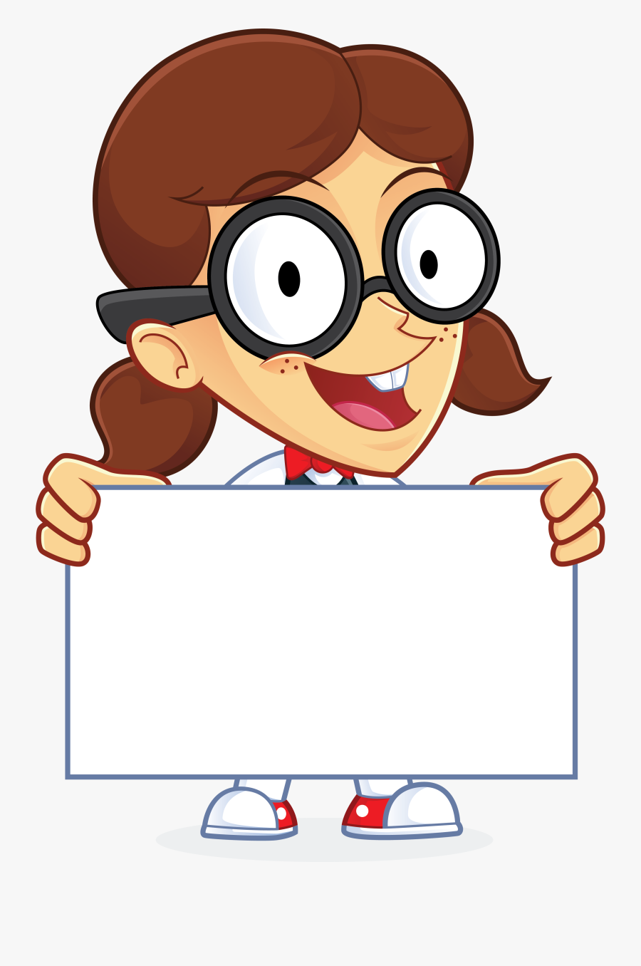 Free Girl Geek Holding A Sign People High Resolution - Holding A Sign Clip Art, Transparent Clipart