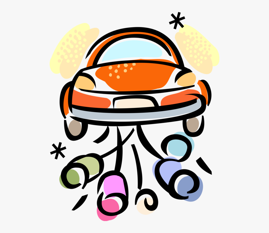 Vector Illustration Of Just Married Honeymoon Automobile - Free Just Married Art, Transparent Clipart