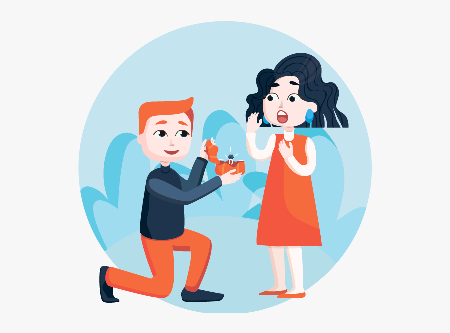 The Man Made A Marriage Proposal To His Beloved Illustration - Illustration, Transparent Clipart
