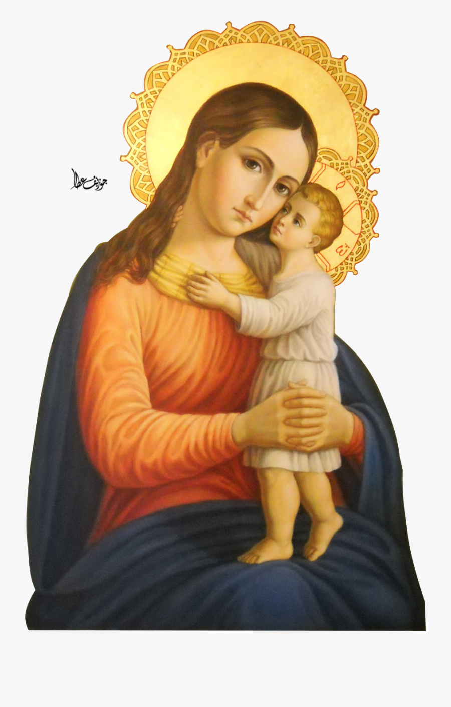 Icon Baby Jesus And Mary, Transparent Clipart
