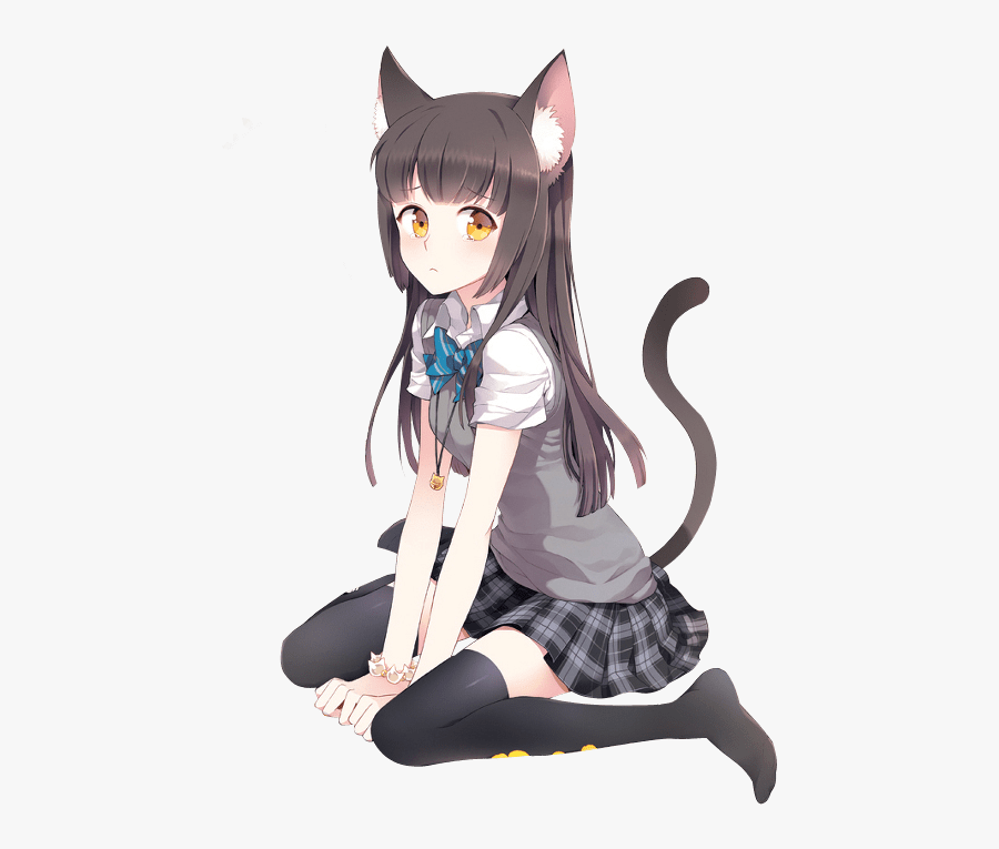 Cat Girl School Uniform - Transparent Anime Girl Png, Transparent Clipart