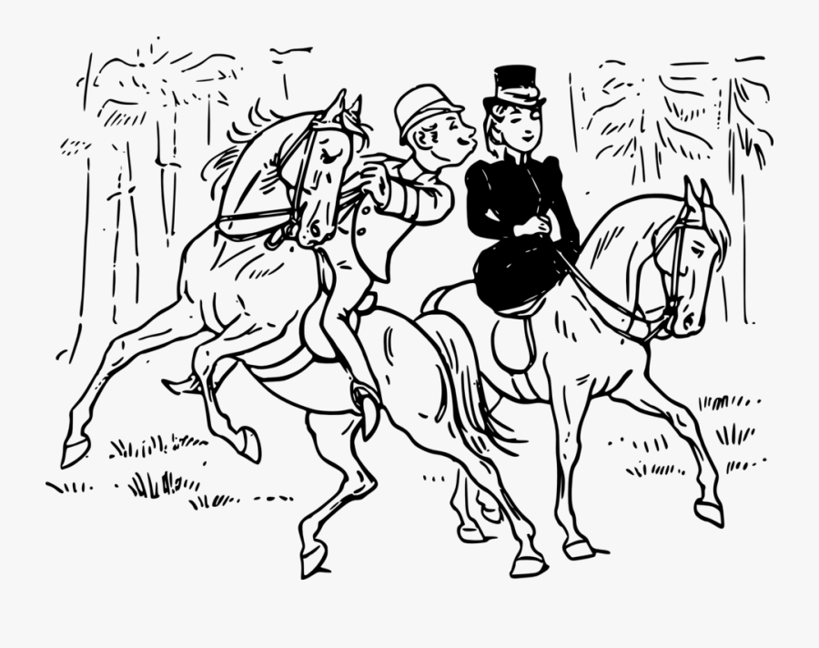 Riding Couple 4 - Horses Rider Couple Art, Transparent Clipart