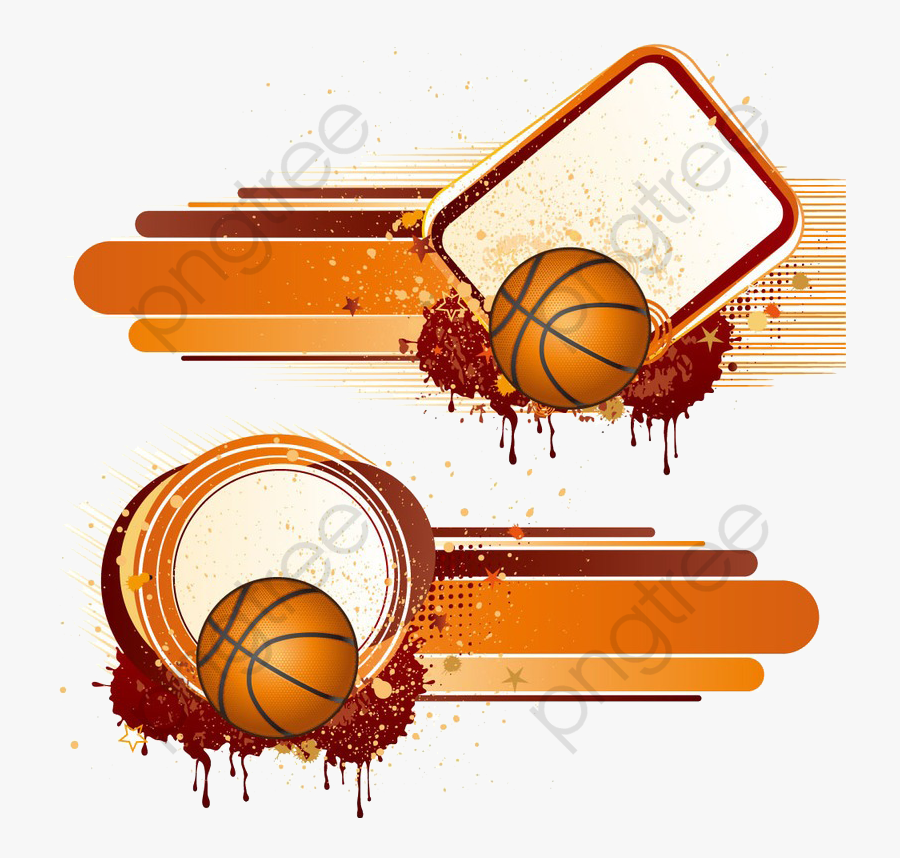 Basketball Clipart Border - Basketball Vector Template Background, Transparent Clipart