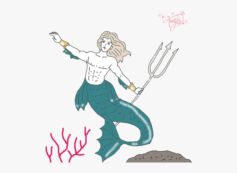 Triton God The Of - Oceanus Greek Mythology Line Drawing, Transparent Clipart