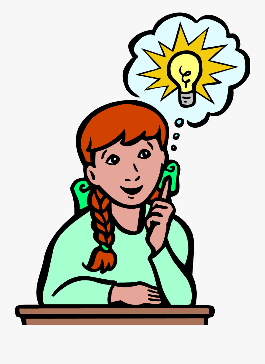 Clipart Student With Idea Cloud - Clever Adjective, Transparent Clipart