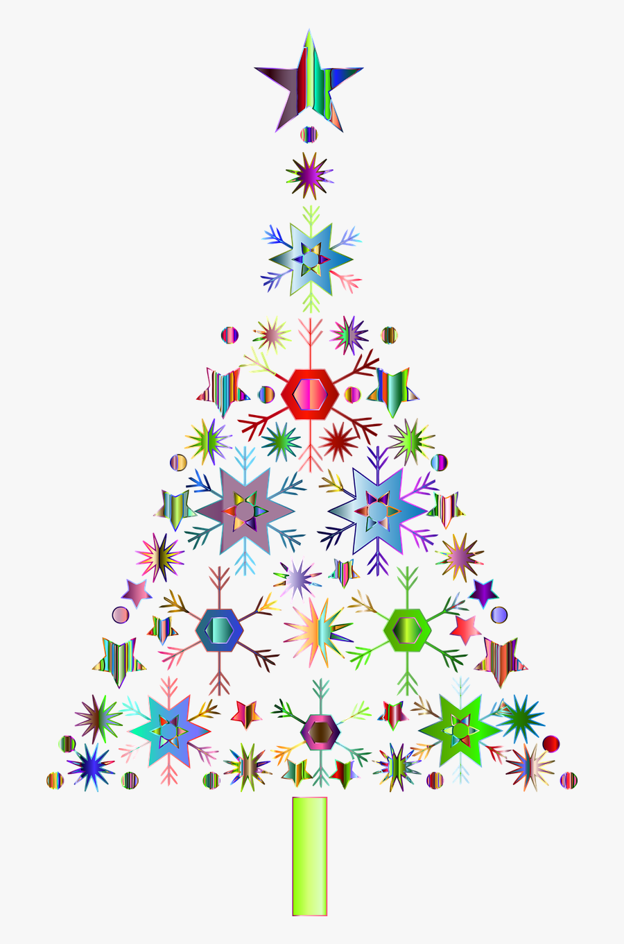 Snowflakes Christmas Tree Jesus Free Picture - Christmas Tree Graphic Png, Transparent Clipart