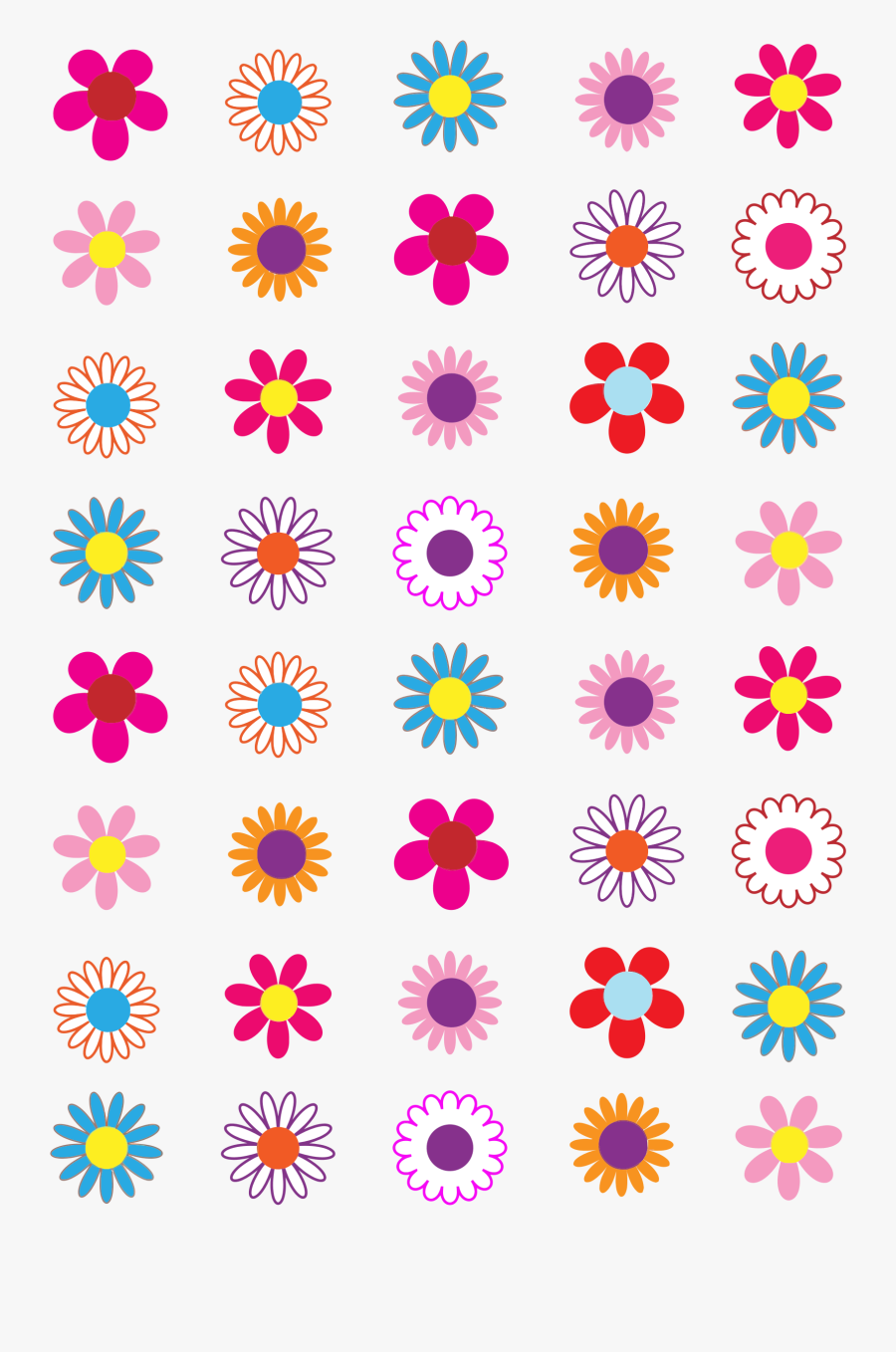 Floral Clipart Basic - Colorful Flower Design Clipart, Transparent Clipart