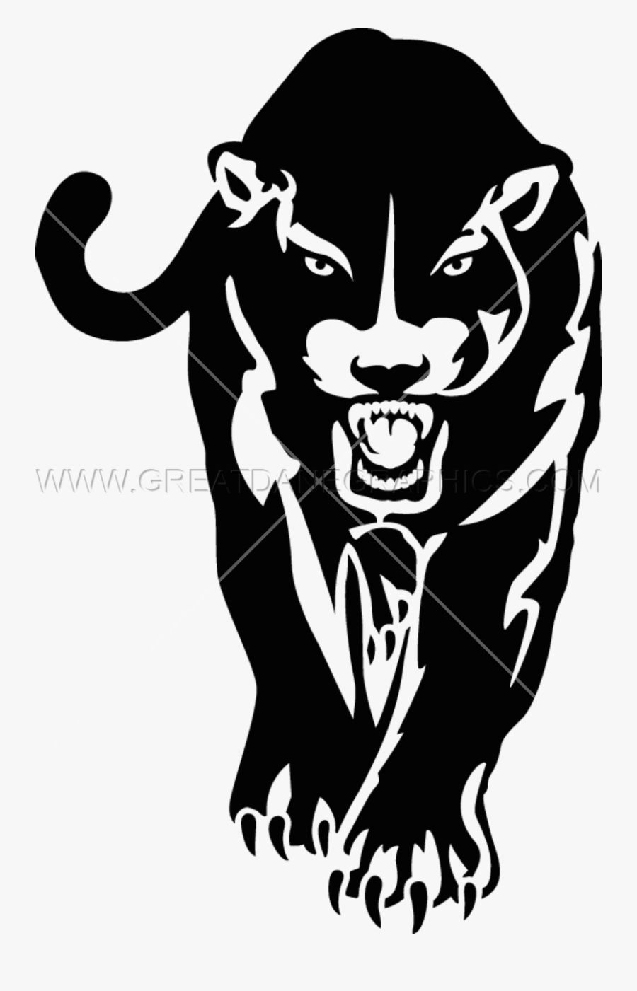 Black Panther Jaguar Cougar Stencil Clip Art - Stencil Panther Png