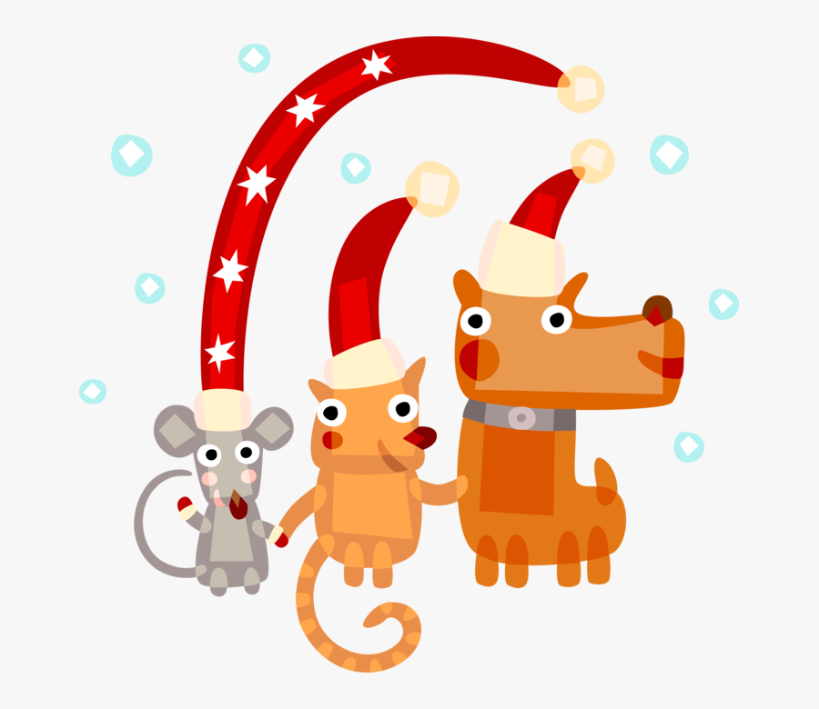 Vector Illustration Of Cat, Dog, And Mouse Animals - Countdown To Christmas 25 Days, Transparent Clipart