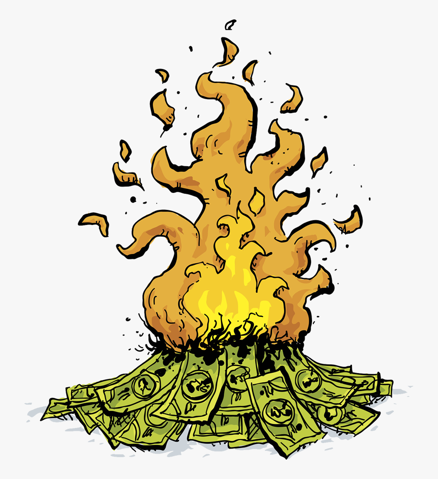 Risk Capital Is Money That You Can Lose - Money On Fire Clipart, Transparent Clipart