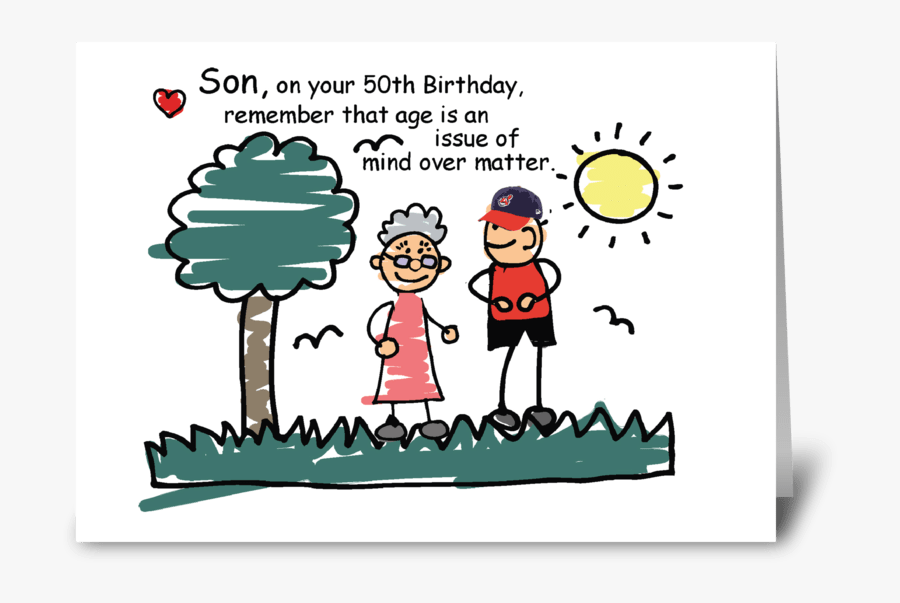 Son 50th Birthday Humorous Stick Figures Greeting Card - Free Happy 50th Birthday Son, Transparent Clipart