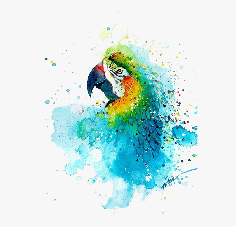 Clip Art Collection Of Free Macaw - Parrot Watercolor Painting, Transparent Clipart