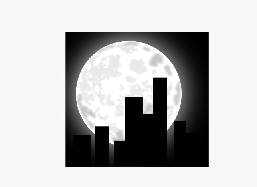 Buildings At Night Clipart - Moonlight Clipart Black And White, Transparent Clipart