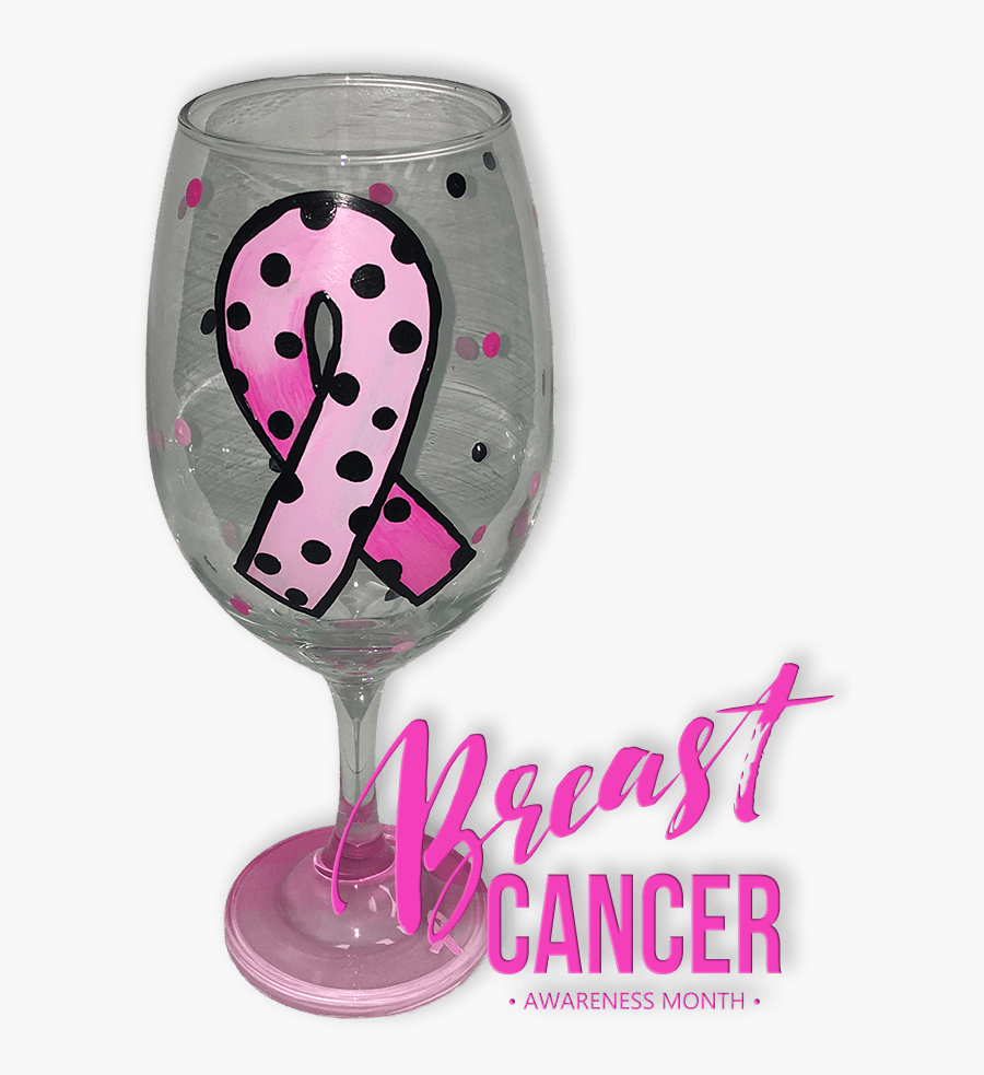 Breast Cancer Wine Glass Painting, Transparent Clipart