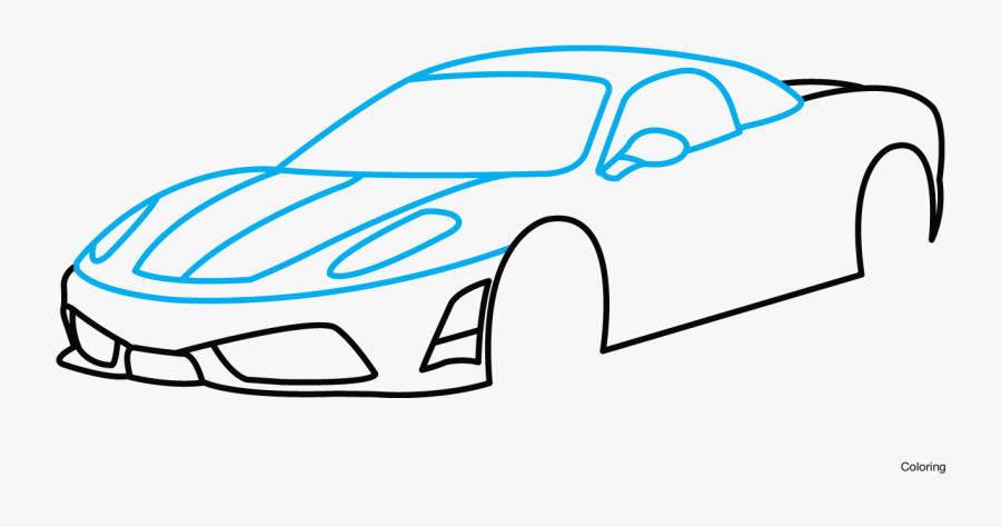 Side View - Sports Car Drawing Easy, Transparent Clipart