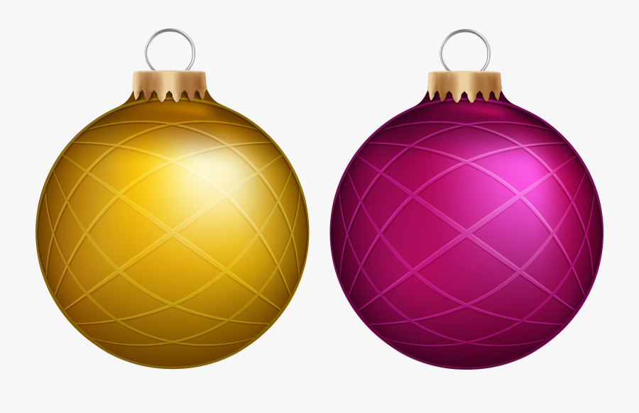 Yellow And Pink Christmas Balls Png Clip Art - Christmas Ornament, Transparent Clipart