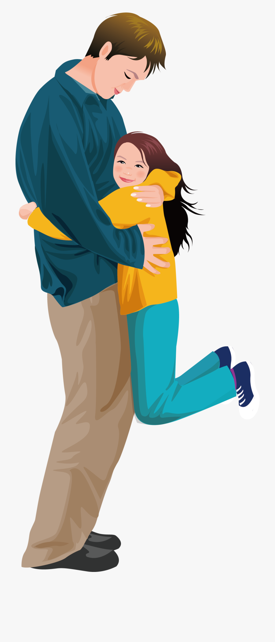 Transparent Daughter Clipart - Daughter Hugging Father Cartoon, Transparent Clipart