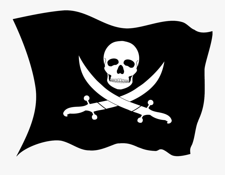 Jolly Roger Piracy Flag Clip Art - Transparent Background Pirate Flag Png, Transparent Clipart