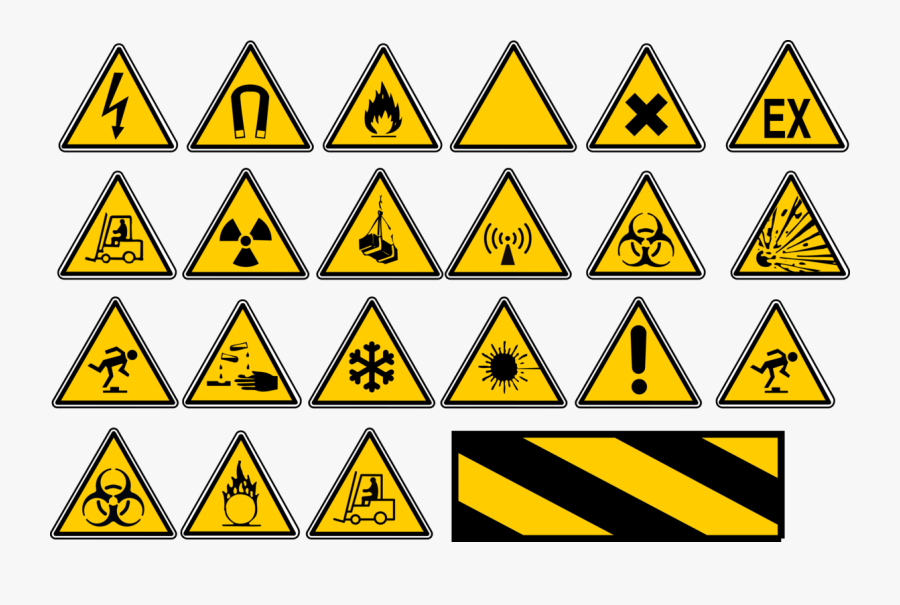 Triangle,symmetry,area - Yellow Triangle Warning Signs, Transparent Clipart