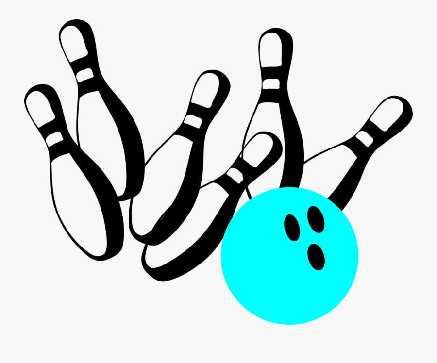 Pins, Bowling, Teal, Hit, Strike - Clip Art Bowling Pin, Transparent Clipart