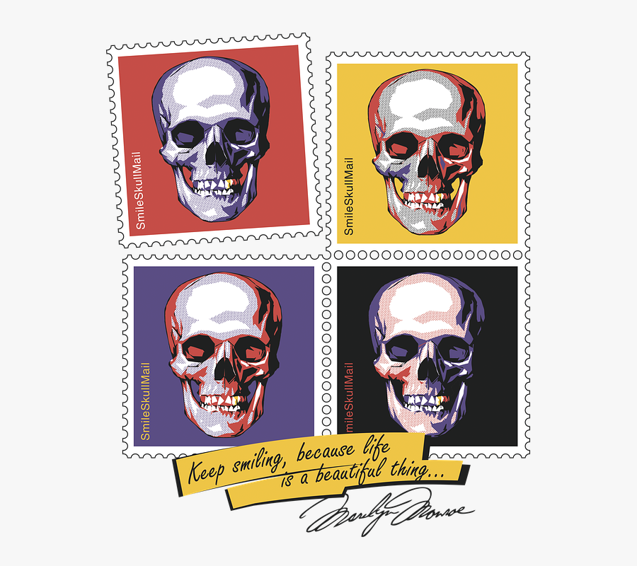 Skull, Postage Stamps, Smile, Merilyn Monroe - Marilyn Monroe, Transparent Clipart