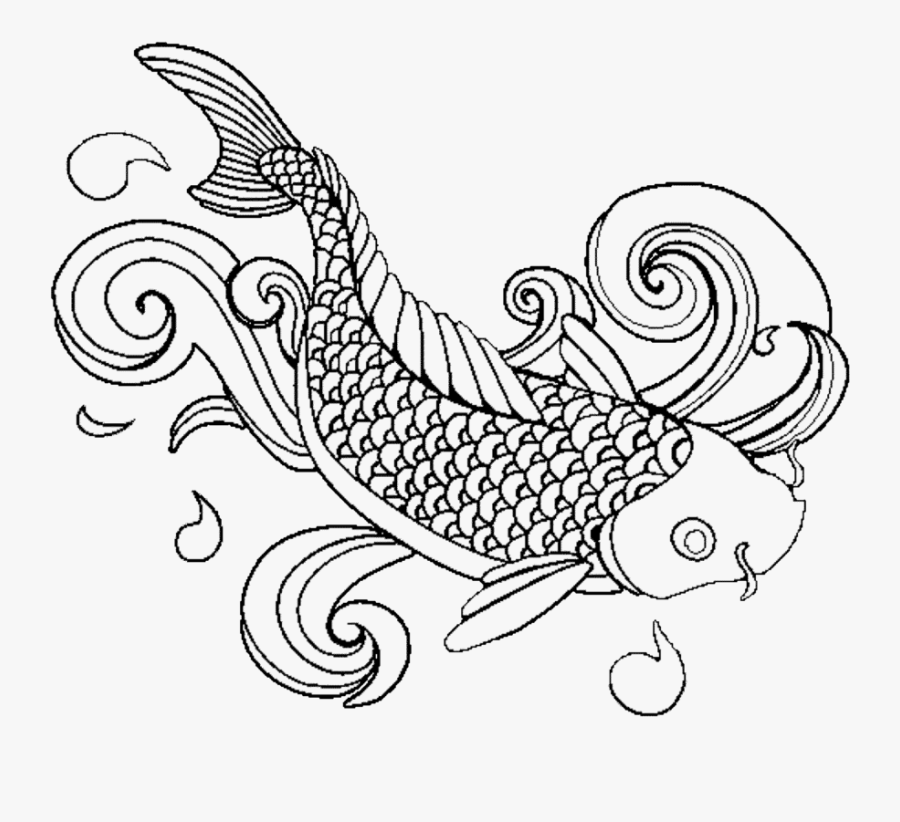 Coloring Pages Sweet Fish Coloring Pages For Adults - Japanese Fish Coloring Page, Transparent Clipart