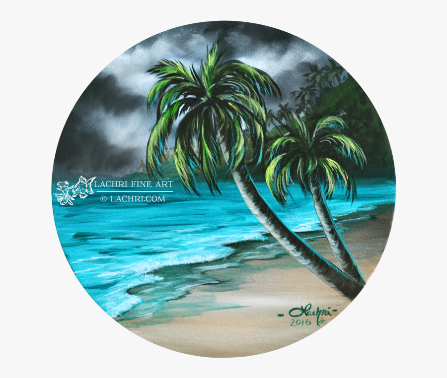 Clip Art Beach Scenes Images - Palm Tree Beach Scenes With Wave, Transparent Clipart