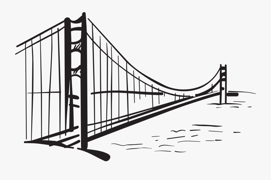 Golden Gate Bridge Drawing Silhouette - Golden Gate Draw, Transparent Clipart