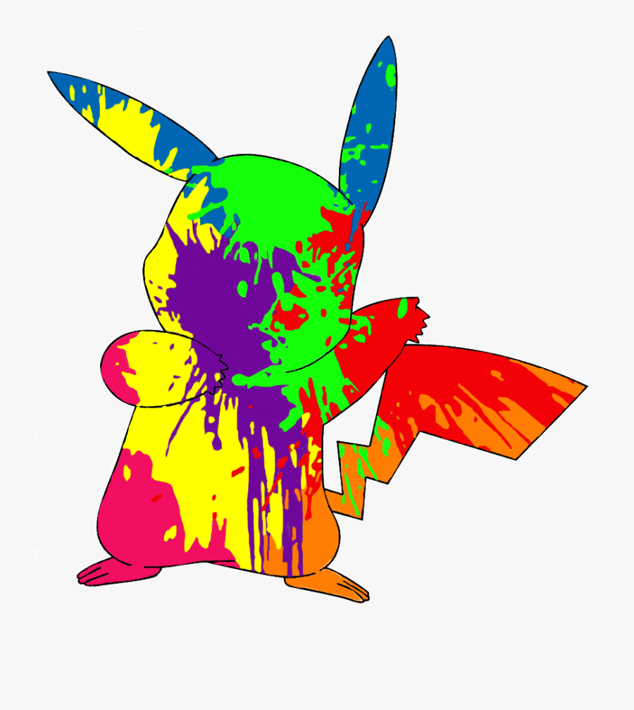 Paint Splatter Pikachu By Backapple - Trippy Pikachu, Transparent Clipart