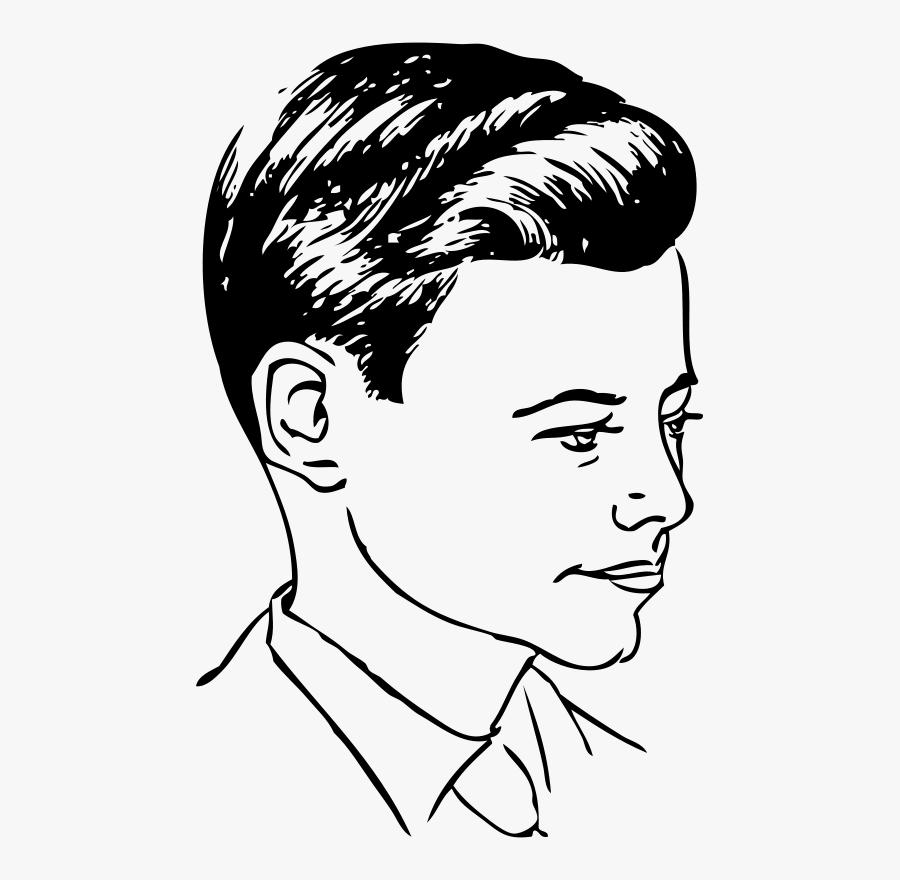 Medium Haircut With Side Part 2 - Gents Face Clip Art, Transparent Clipart