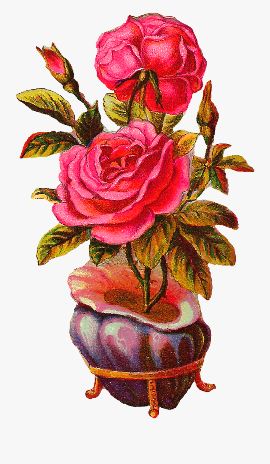 Vintage Flower Vase Illustration, Transparent Clipart