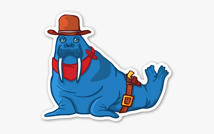 The Blue Walrus - Walrus In Cowboy Hat, Transparent Clipart