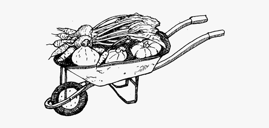 Black And White Clipart Wheelbarrow With Fruit , Free