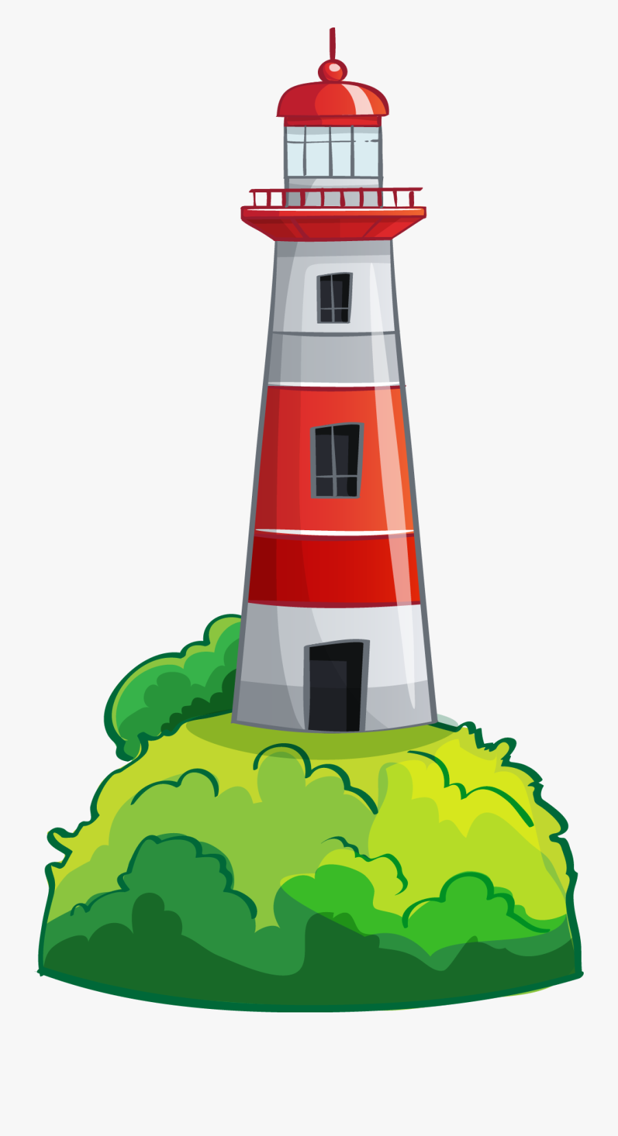 61319 - Cartoon Lighthouse Transparent Background, Transparent Clipart