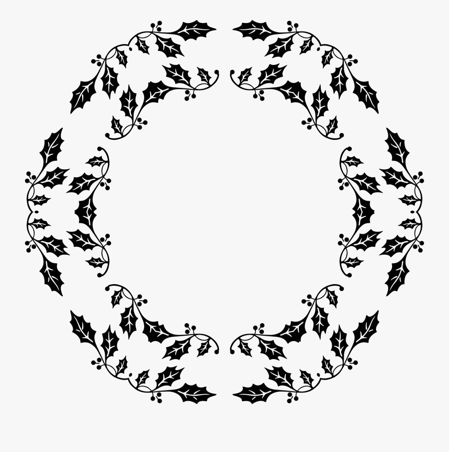 Holly Design 5 Clip Arts - Holly Clipart Black And White , Free ...