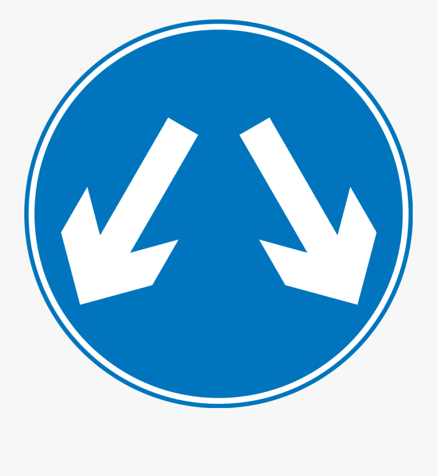 Roadsign Pass Either Svg Clip Arts - Blue Road Sign 2 Arrows, Transparent Clipart