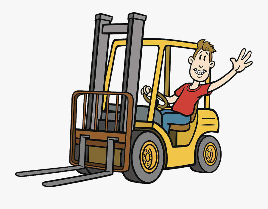 Forklift Cartoon Heavy Equipment Illustration - Transparent Background Forklift Cartoon, Transparent Clipart