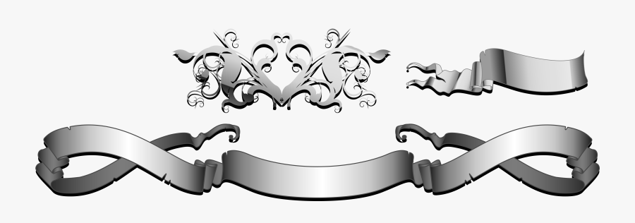 Banner Vector Black And White Png - Silver Ribbon Banner Png, Transparent Clipart