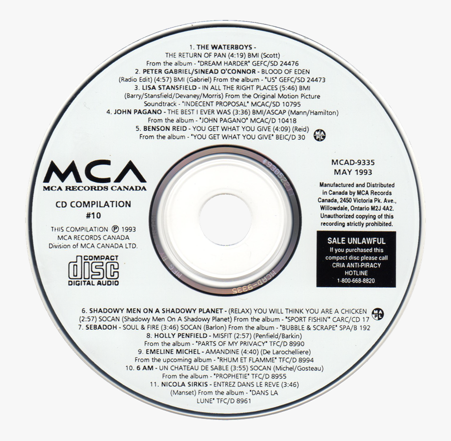 Label Of Mca Cd Compilation - Label Cd Mca Records, Transparent Clipart